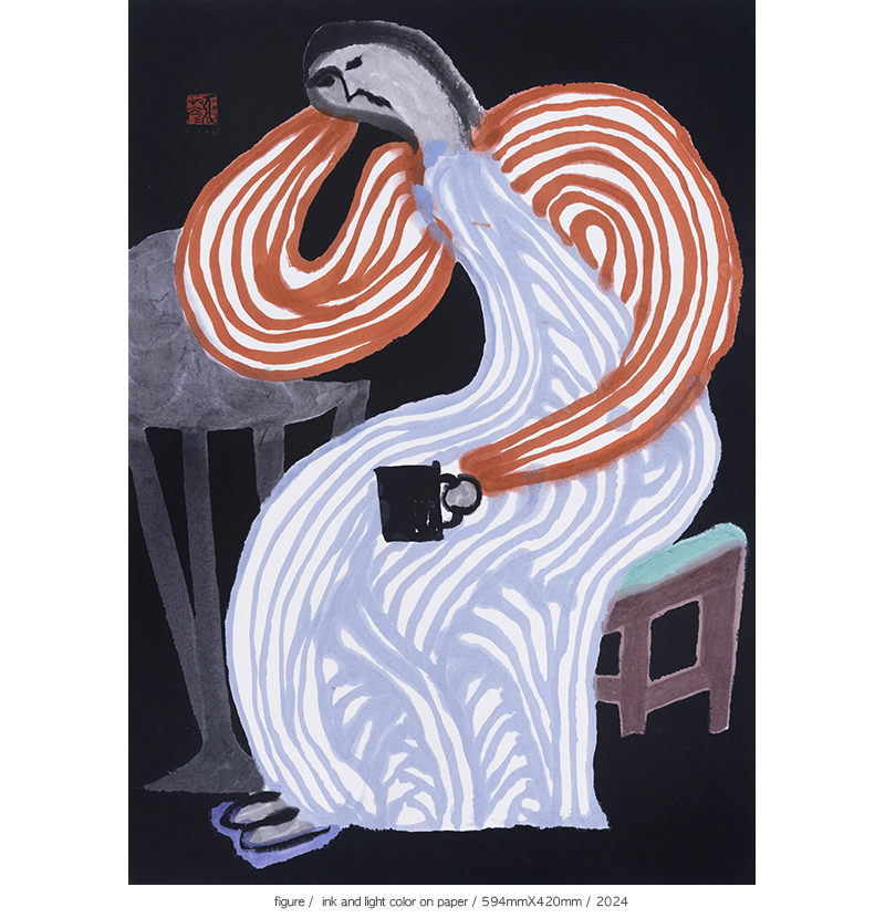 Jang Byeong Eun · Eastbrush · 张炳彥 · figure · ink_and_light_color_on_paper · 594mm_x_420mm · 2024